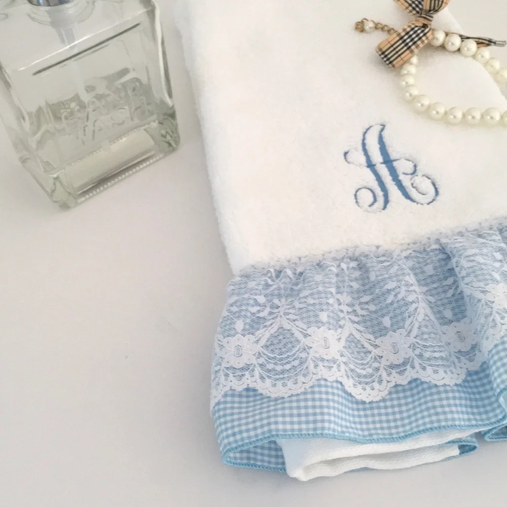 Personalized Hand Towel, Baby Gift, Embroidery, White Hand Towel, Initial A
